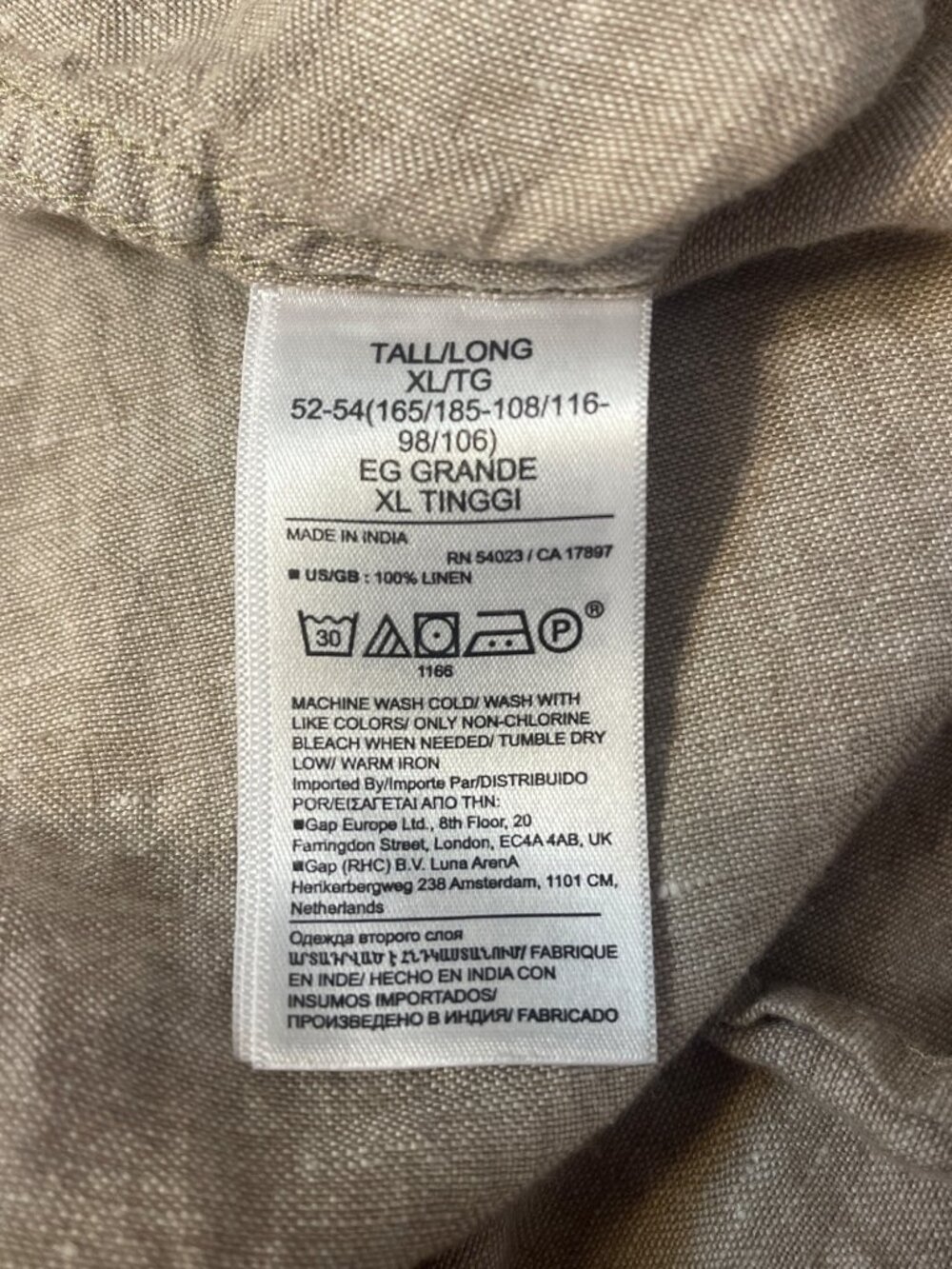 Banana Republic Linen Standard Fit Short Sleeve Button Shirt Tan Sz XL Tall - Picture 4 of 6